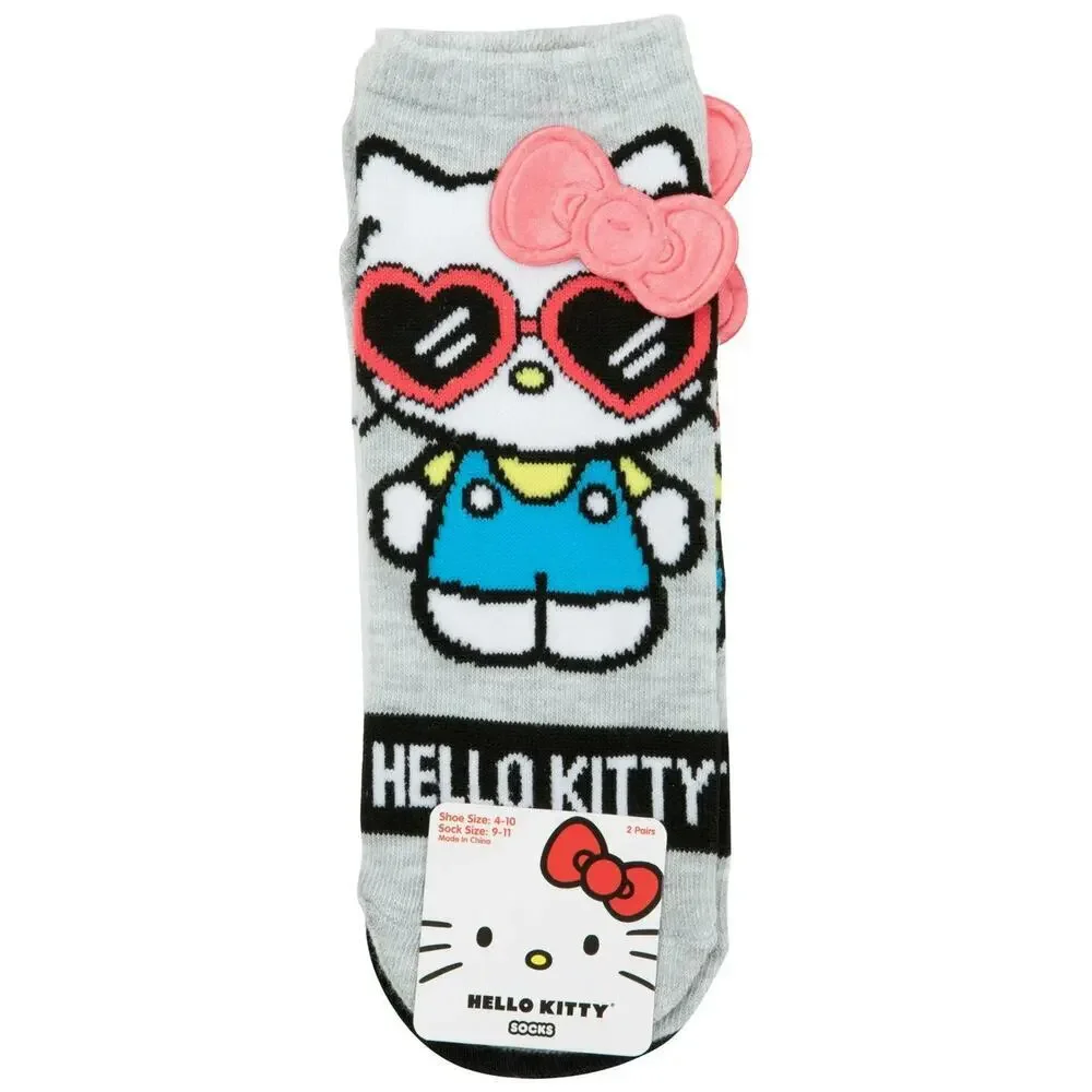 Hello Kitty Rainbows and Shades Women's No Show Socks 2-Pack Sock Size 9-11 New